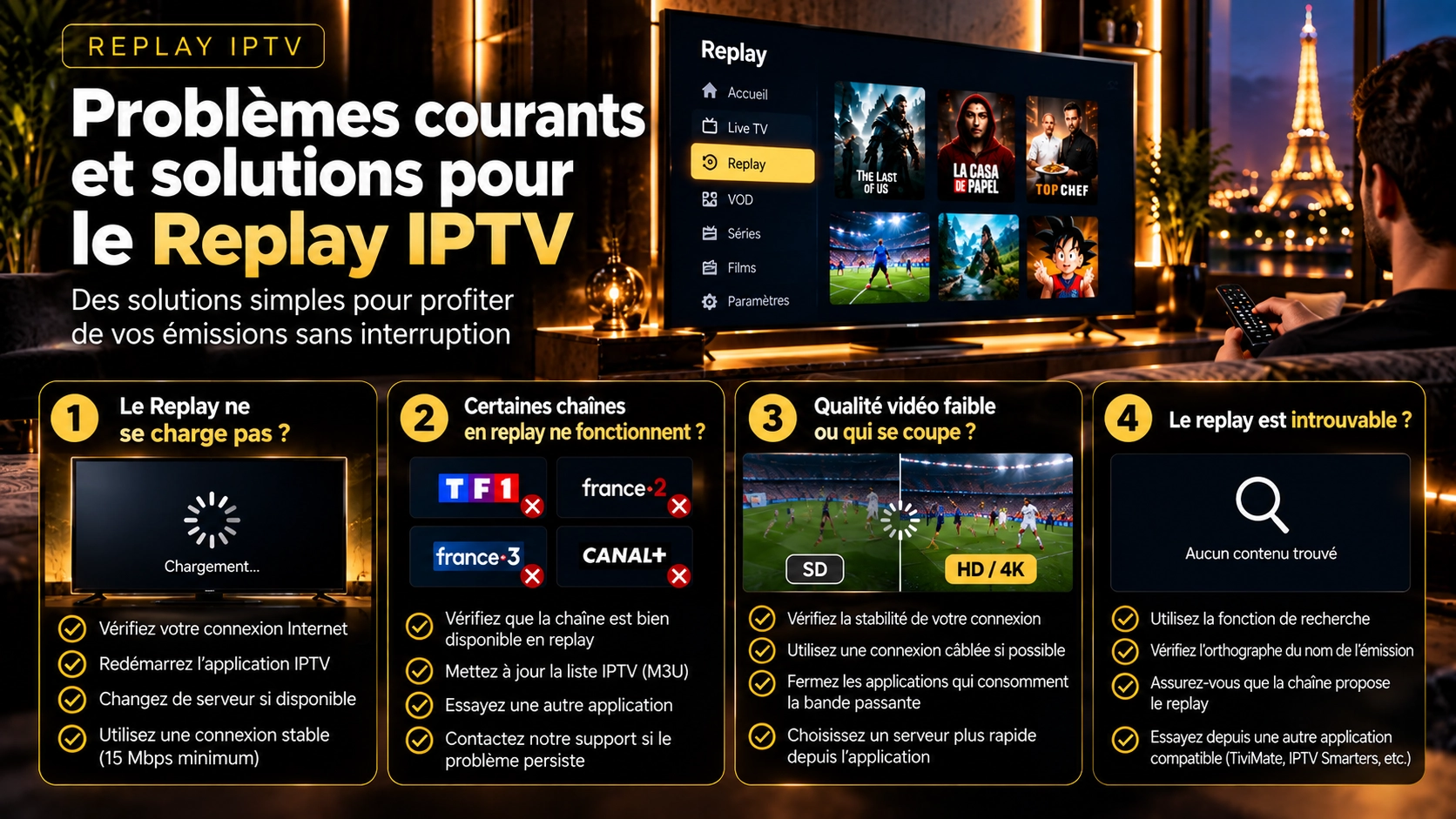 Problèmes courants et solutions pour le Replay IPTV